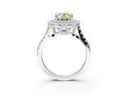 Canary Yellow Oval Lab-Grown Diamond Double Halo Statement Ring Set in Sterling Silver with Pavé Band