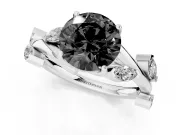 Round Twisted Vine Engagement Ring Setting for a Black Center | Marquise Side Stones | White Gold