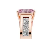 Emerald Cut Channel-Set Engagement Ring Setting for a Fancy Pink Lab-Grown Diamond | Rose Gold