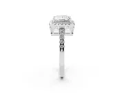 Princess Cut Halo Engagement Ring Setting | Shared Prong Pavé Band | Platinum