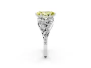 Fancy Yellow Marquise Cut Diamond Halo Ring Set in Platinum with Marquise and Pavé Band in Prong Setting