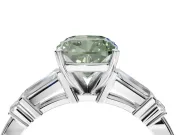 Cushion Cut Tapered Baguette Engagement Ring Setting for a Fancy Green Lab-Grown Diamond | Platinum