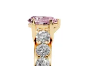 Fancy Pink Pear Cut Diamond Pavé Engagement Ring Set in Yellow gold with Prong Setting