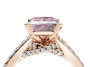 Princess Cut Pavé Solitaire Engagement Ring Setting for a Fancy Pink Lab-Grown Diamond | Crossover Gallery | Rose Gold
