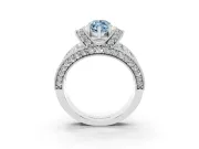 Fancy Blue Marquise Cut Diamond Milgrain Halo Pavé Engagement Ring Set in Platinum with Prong Setting