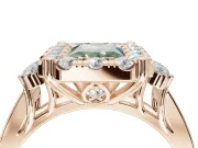 Radiant Cut Halo Engagement Ring Setting for a Fancy Green Lab-Grown Diamond | Graduated Channel Band | Rose Gold