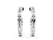 Baguette Lab-Grown Diamond Channel-Set Hoop Earrings | End-to-End Row | White Gold