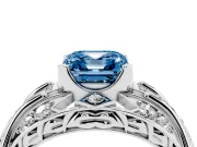 Asscher Cut Art Deco Graduated Engagement Ring Setting for a Fancy Blue Lab-Grown Diamond | Platinum
