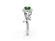 Cushion Cut Leaf Halo Engagement Ring Setting for a Fancy Green Lab-Grown Diamond | Sterling Silver