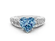 Heart-Shaped Engagement Ring Setting for a Fancy Blue Lab-Grown Diamond | Sterling Silver - Design NV-24645