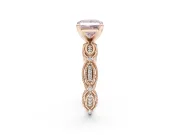 Princess Cut Vintage Engagement Ring Setting for a Fancy Pink Lab-Grown Diamond | Graduated Stations | Rose Gold