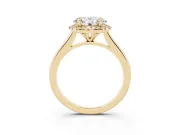 Oval Halo Engagement Ring Setting | Plain Polished Band | Yellow Gold
