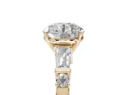 Round Tapered Baguette Engagement Ring Setting | Bar Set Sides | Yellow Gold