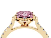 Princess Cut Floral Petal Engagement Ring Setting for a Fancy Pink Lab-Grown Diamond | Petal Accents | Yellow Gold