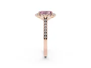 Emerald Cut Halo Engagement Ring Setting for a Fancy Pink Lab-Grown Diamond | Tapered Band | Rose Gold