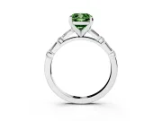 Fancy Green Cushion Cut Diamond Solitaire Set in White gold with Side Baguettes and Channel Set Band