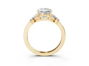 Princess Cut Petal Accent Engagement Ring Setting | Marquise and Round Sides | Yellow Gold