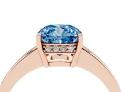 Cushion Cut Pave Solitaire Engagement Ring Setting for a Fancy Blue Lab-Grown Diamond | Accented Basket | Rose Gold