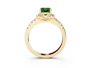 Emerald Cut Side Stone Engagement Ring Setting for a Fancy Green Lab-Grown Diamond | Pave Band | Yellow Gold