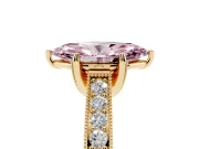Marquise Hidden Halo Engagement Ring Setting for a Fancy Pink Lab-Grown Diamond | Milgrain Pave | Yellow Gold