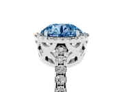 Round Halo Engagement Ring Setting for a Fancy Blue Lab-Grown Diamond | Half Pave Band | Platinum