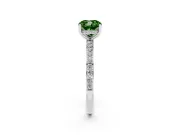Fancy Green Cushion Cut Diamond Pavé Band Ring Set in Silver with Prong-Set Center Stone