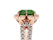 Radiant Cut Floral Halo Engagement Ring Setting for a Fancy Green Lab-Grown Diamond | Pavé Split Shank | Rose Gold
