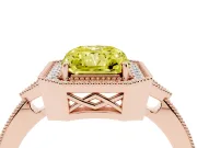 Radiant Cut Milgrain Halo Engagement Ring Setting for a Fancy Yellow Lab-Grown Diamond | Graduated Pavé | Rose Gold