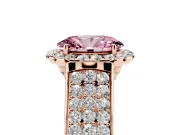 Oval Pavé Engagement Ring Setting for a Fancy Pink Lab-Grown Diamond | Wide Three-Row Band | Rose Gold