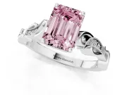 Emerald Cut Vine Engagement Ring Setting for a Fancy Pink Lab-Grown Diamond | Sterling Silver