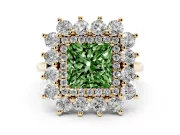 Princess Cut Floral Double Halo Engagement Ring Setting for a Fancy Green Lab-Grown Diamond | Plain Band | Yellow Gold