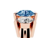 Round Channel-Set Three Stone Engagement Ring Setting for a Fancy Blue Lab-Grown Diamond | Rose Gold
