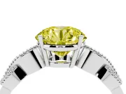 Round Vintage Engagement Ring Setting for a Fancy Yellow Lab-Grown Diamond | White Gold