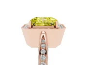 Radiant Cut Milgrain Halo Engagement Ring Setting for a Fancy Yellow Lab-Grown Diamond | Side Stones | Rose Gold