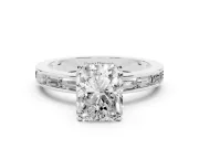 Radiant Cut Channel Set Engagement Ring Setting | Baguette Side Stones | White Gold
