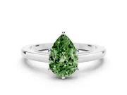 Pear-Shaped Plain Engagement Ring Setting for a Fancy Green Lab-Grown Diamond | White Gold