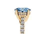 Oval Hidden Halo Pave Engagement Ring Setting for a Fancy Blue Lab-Grown Diamond | Claw Prongs | Yellow Gold