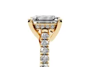 Emerald Cut Hidden Halo Pave Engagement Ring Setting | Claw Prongs | Yellow Gold
