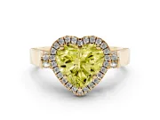 Heart-Shaped Halo Engagement Ring Setting for a Fancy Yellow Lab-Grown Diamond | Pointed Pave Shoulders | Yellow Gold