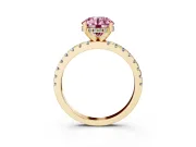 Round Hidden Halo Solitaire Engagement Ring Setting for a Fancy Pink Lab-Grown Diamond | Pave Band | Yellow Gold