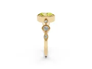 Fancy Yellow Oval Cut Diamond Vintage-Inspired Milgrain Ring Set in Yellow gold with Marquise Stations of Round Accents