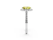 Oval Halo Engagement Ring Setting for a Fancy Yellow Lab-Grown Diamond | Pave Shoulders | White Gold