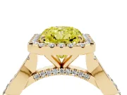 Radiant Cut Twist Halo Engagement Ring Setting for a Fancy Yellow Lab-Grown Diamond | Yellow Gold