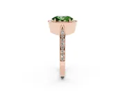 Oval Milgrain Halo Engagement Ring Setting for a Fancy Green Lab-Grown Diamond | Side Stones | Rose Gold