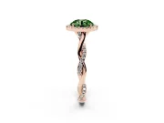Round Halo Engagement Ring Setting for a Fancy Green Lab-Grown Diamond | Pavé Twist Band | Rose Gold