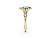 Marquise Floral Engagement Ring Setting for a Fancy Blue Lab-Grown Diamond | Petal Frame and Side Stones | Yellow Gold