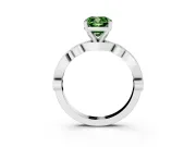 Fancy Green Cushion Cut Diamond Solitaire Engagement Ring Set in Silver with Milgrain Bezel Accent Band
