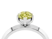 Fancy Yellow Marquise Cut Diamond Solitaire Engagement Ring Set in Silver with Flat Band and Prong Setting