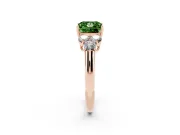 Princess Cut Side Stone Engagement Ring Setting for a Fancy Green Lab-Grown Diamond | Rose Gold