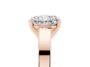 Radiant Cut Diamond Solitaire Engagement Ring Set in Rose gold with Prong Setting and Tapered Band